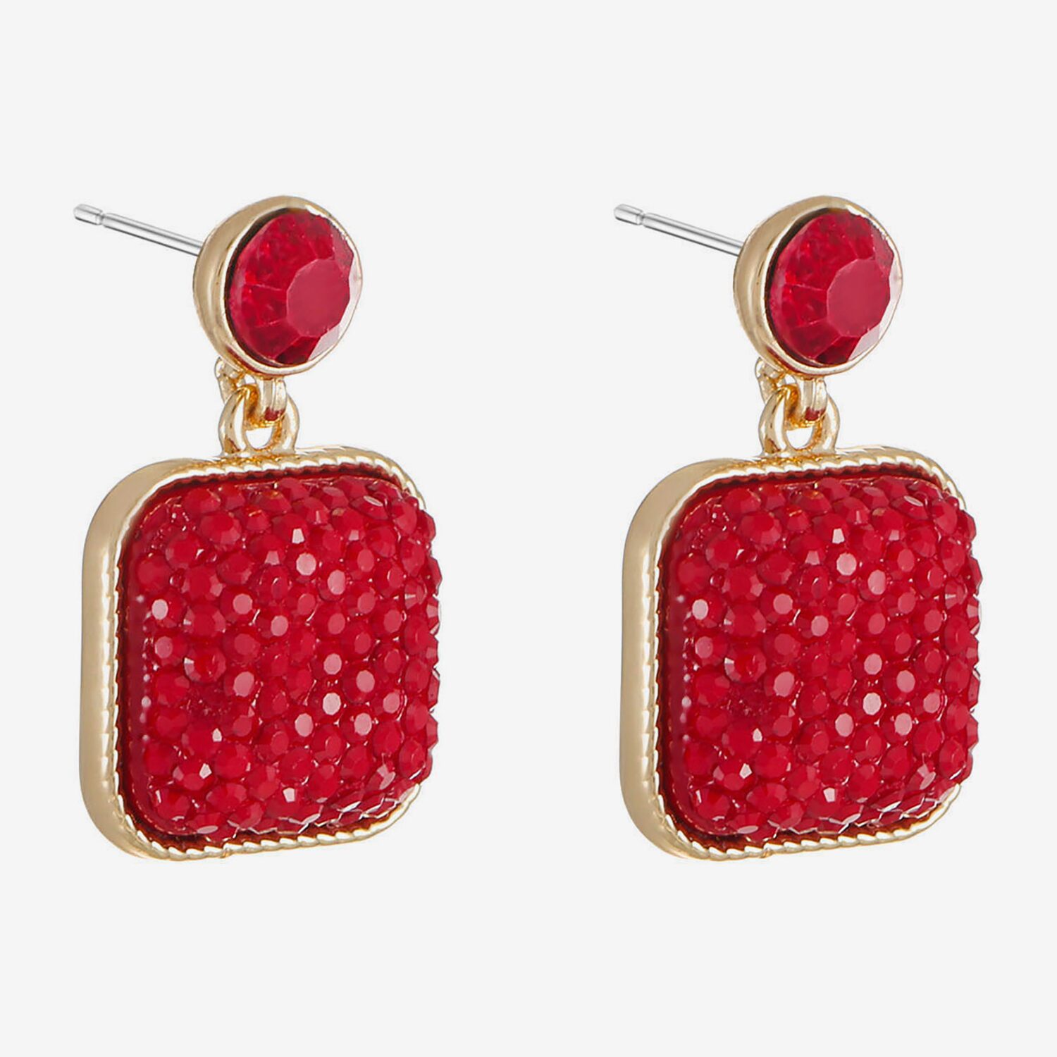 Mixit Womens Red Glass Hypoallergenic Drop Earrings