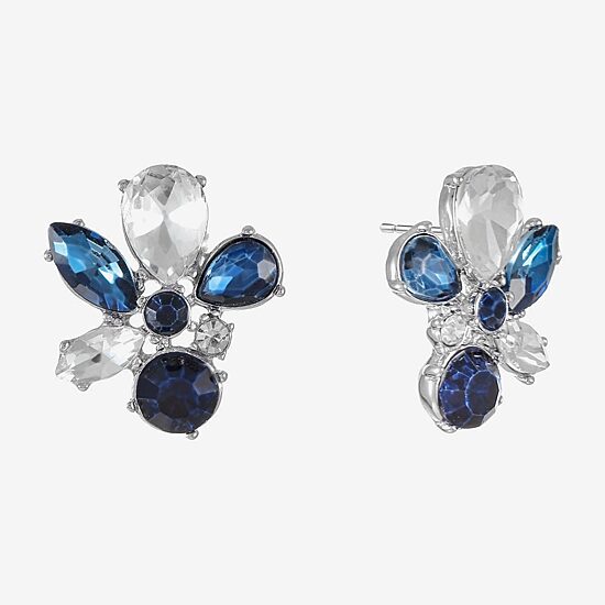 Monet Jewelry Blue Glass 23mm Stud Earrings