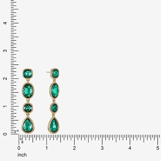 Monet Jewelry Womens Green Glass Oval Square Hypoallergenic Drop Earrings