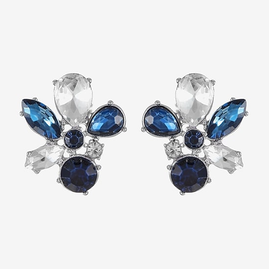 Monet Jewelry Blue Glass 23mm Stud Earrings