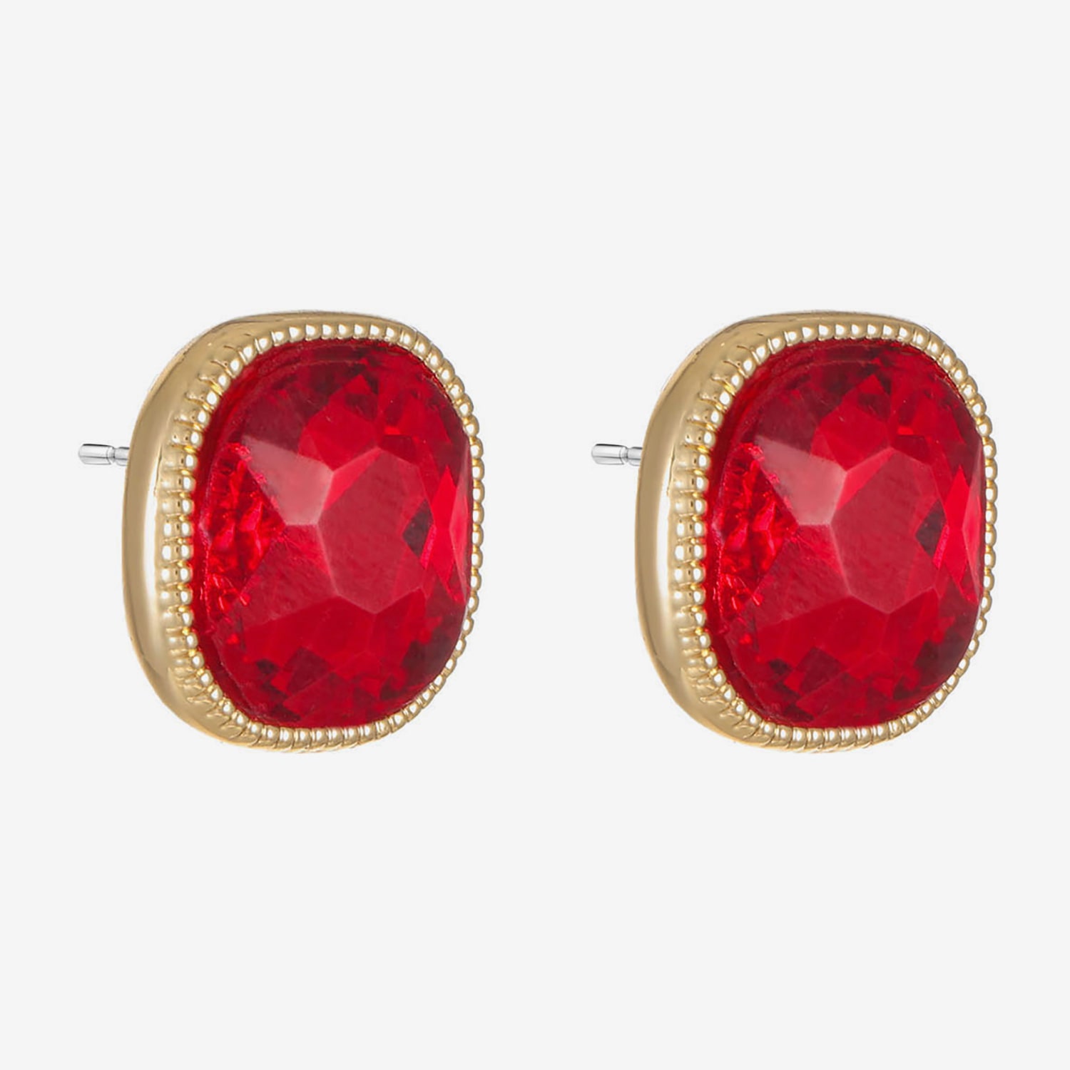 Monet Jewelry Red Glass 15mm Square Stud Earrings