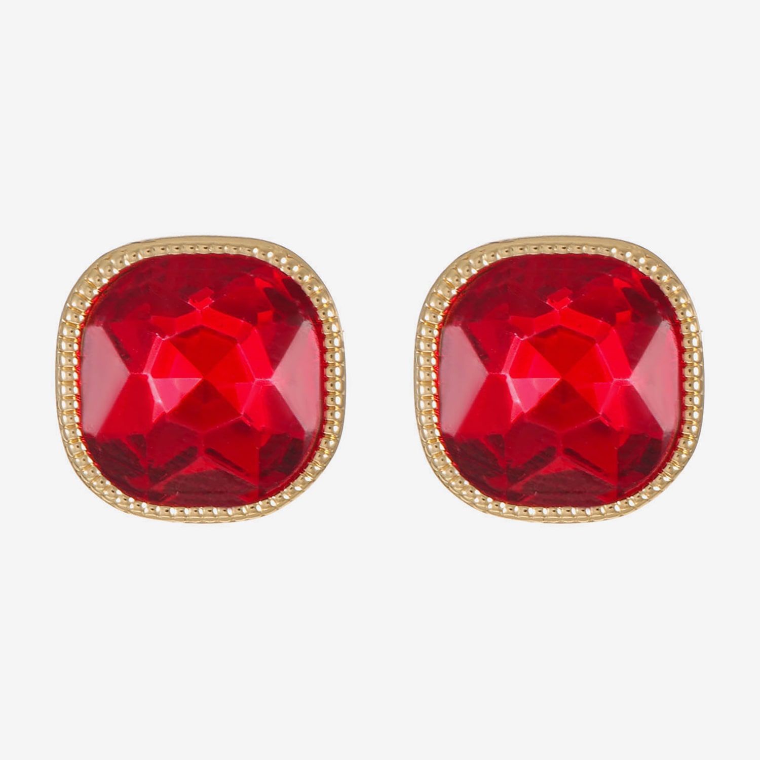 Monet Jewelry Red Glass 15mm Square Stud Earrings