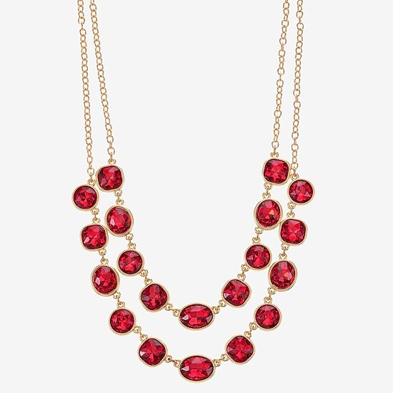 Monet Jewelry Womens Red Glass 18 Inch Strand Necklace