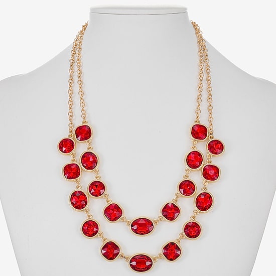 Monet Jewelry Womens Red Glass 18 Inch Strand Necklace