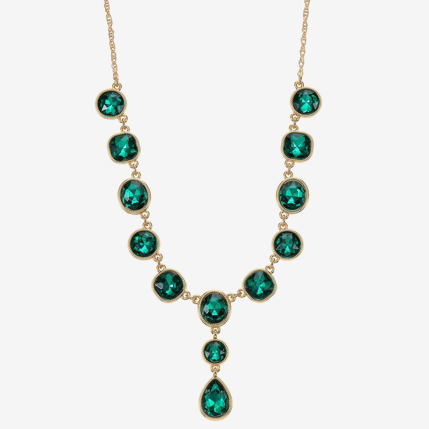Monet Jewelry Womens Green Glass 17 Inch Y Necklace