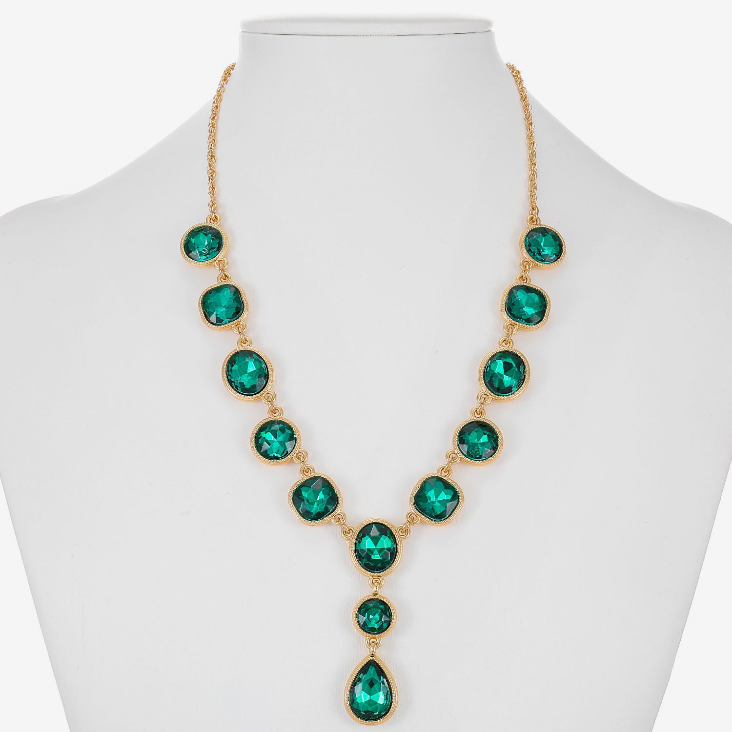 Monet Jewelry Womens Green Glass 17 Inch Y Necklace