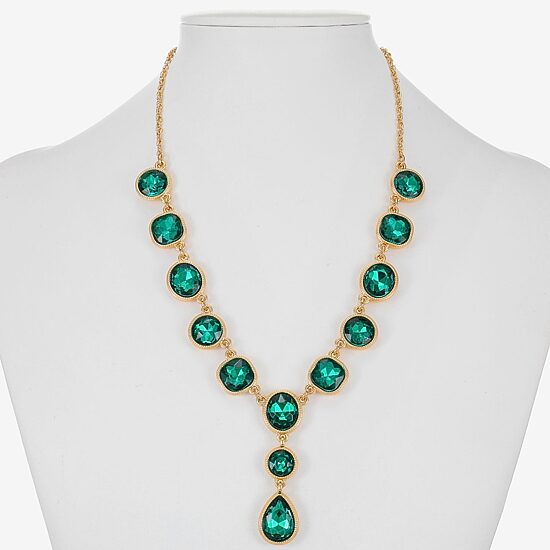 Monet Jewelry Womens Green Glass 17 Inch Y Necklace