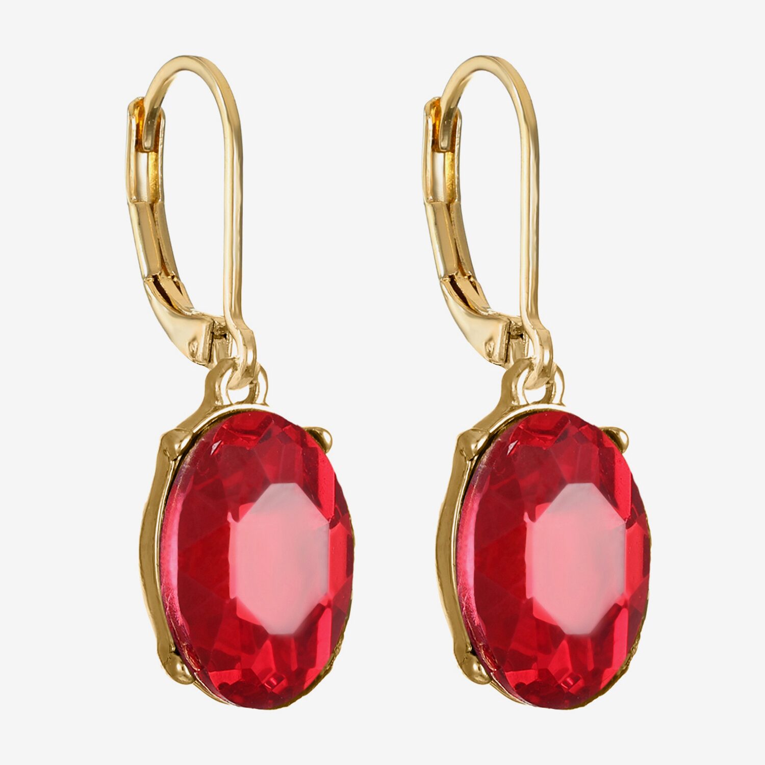 Monet Jewelry Womens Red Glass Oval Drop Earrings