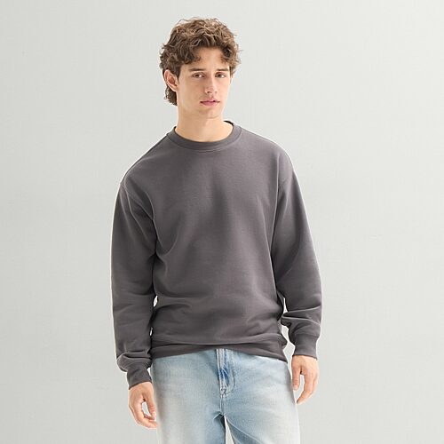 Arizona Mens Crew Neck Long Sleeve Sweatshirt In Gray