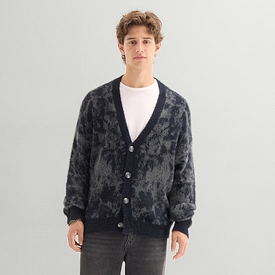 Arizona Mens V Neck Long Sleeve Button Camouflage Cardigan