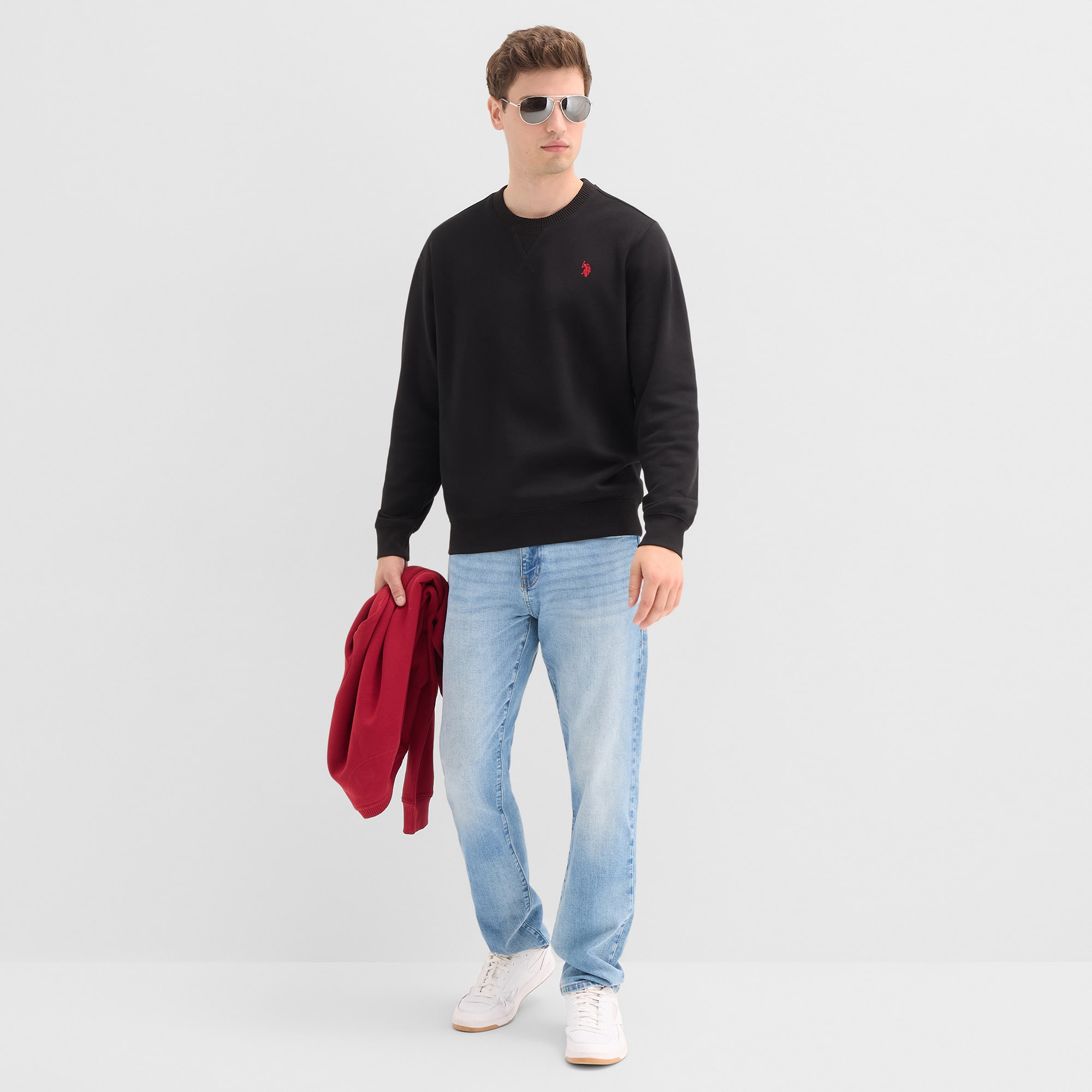 U.S. Polo Assn. Fleece Mens Crew Neck Long Sleeve Embroidered Sweatshirt