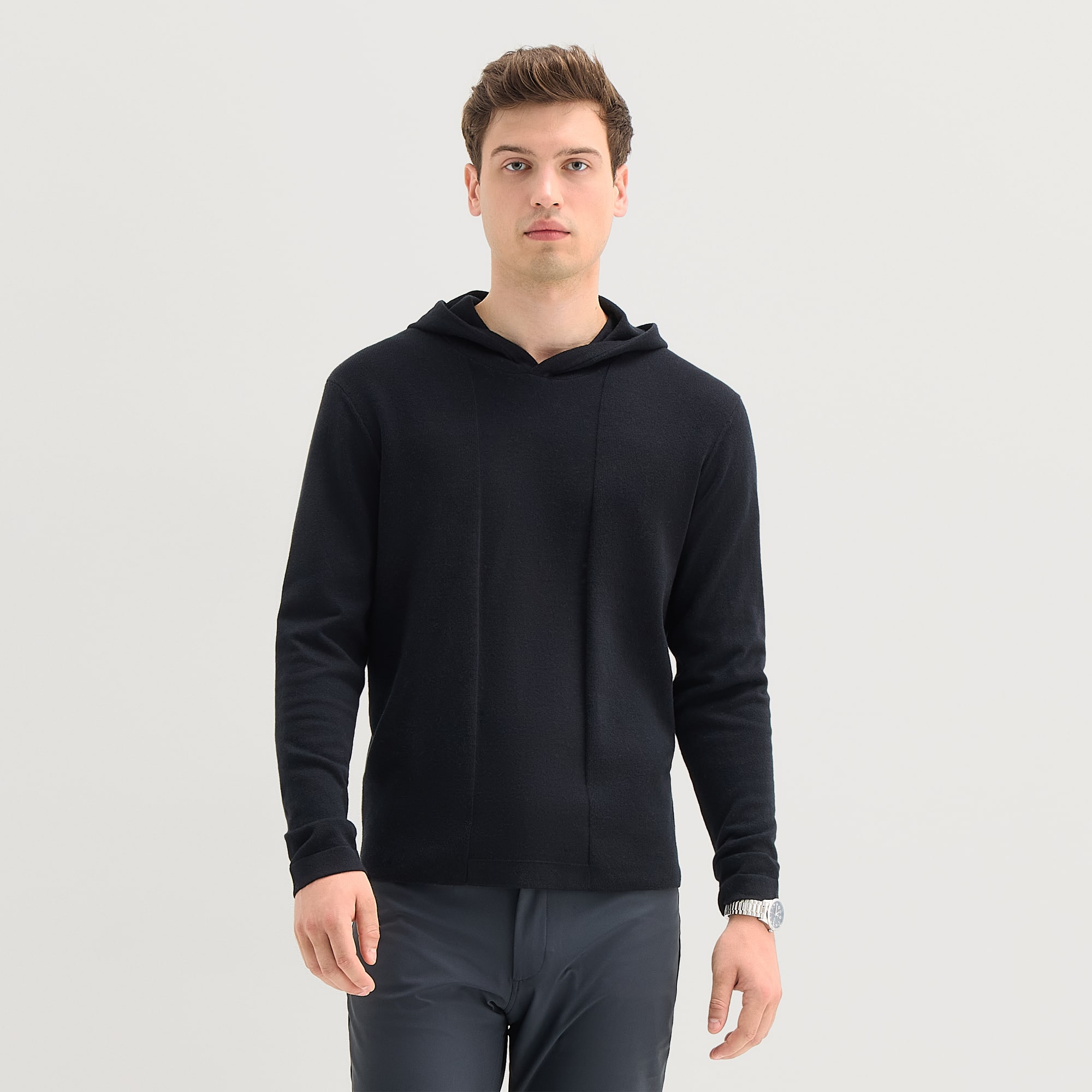 Stylus Mens Hooded Long Sleeve Pullover Sweater