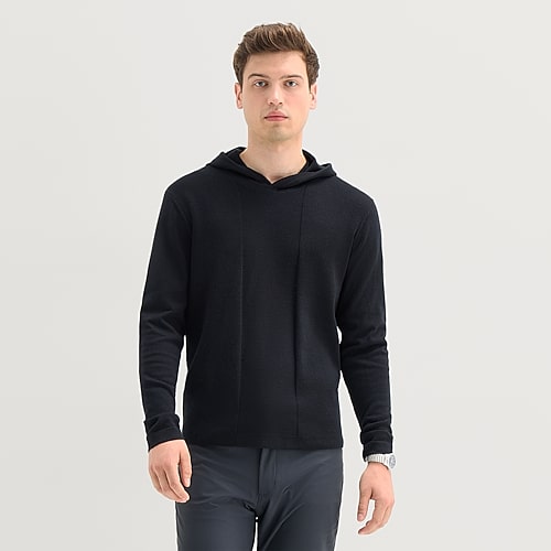 Stylus Mens Hooded Long Sleeve Pullover Sweater In Black