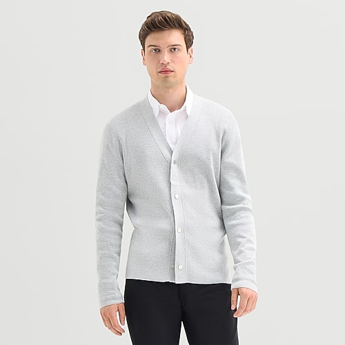 Stylus Mens V Neck Long Sleeve Button Cardigan In Gray