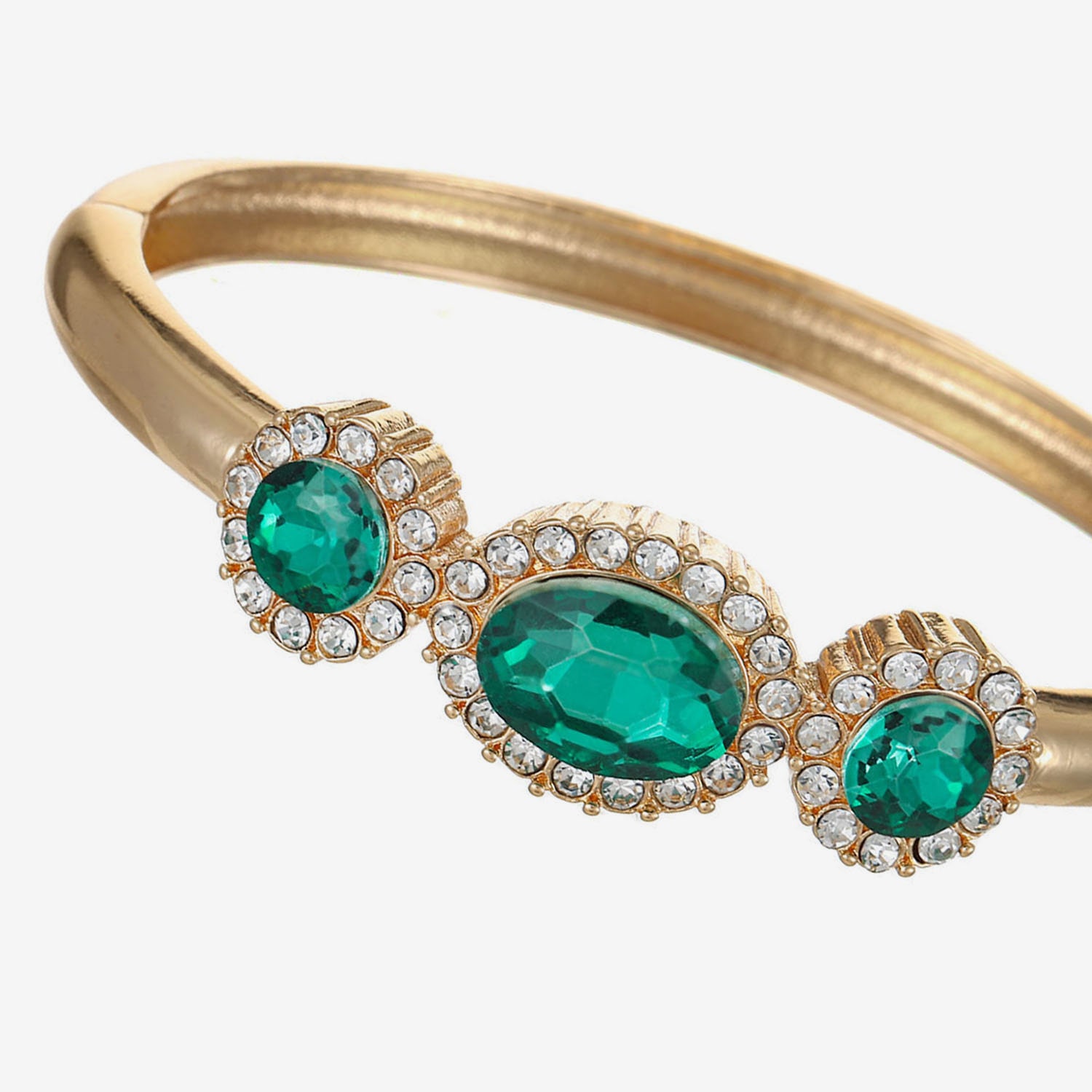 Monet Jewelry Womens Green Glass Oval Bangle Bracelet