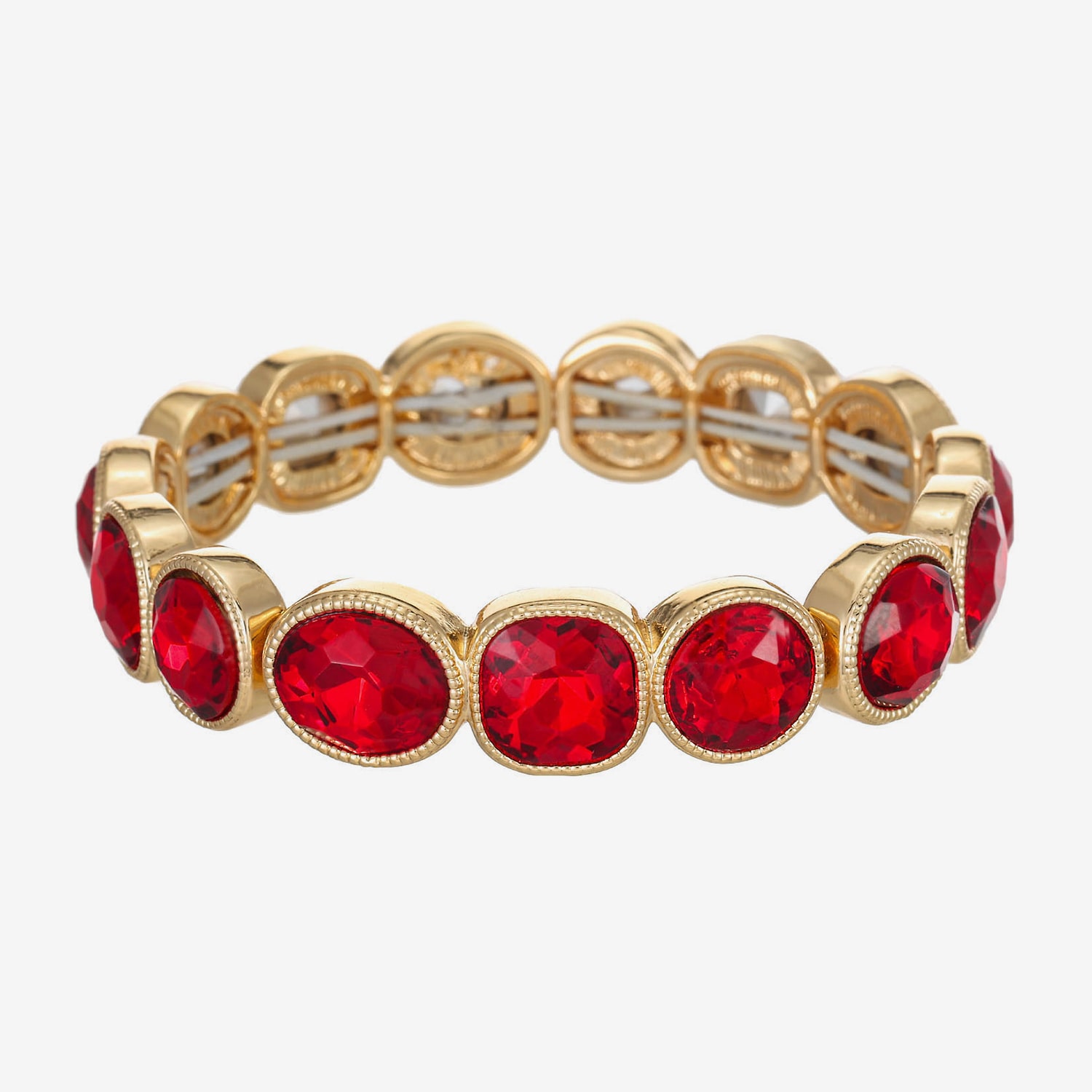 Monet Jewelry Womens Red Glass Oval Round Square Stretch Bracelet