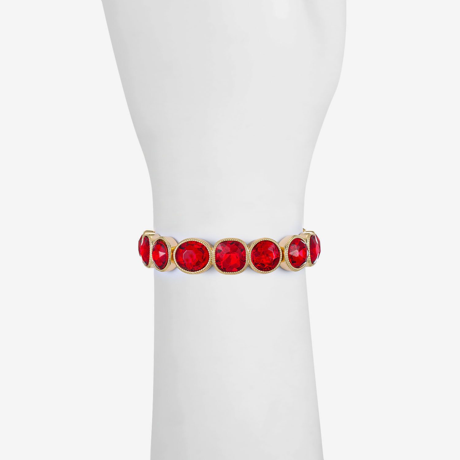 Monet Jewelry Womens Red Glass Oval Round Square Stretch Bracelet