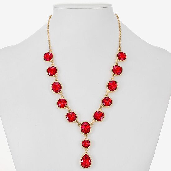 Monet Jewelry Womens Red Glass 17 Inch Y Necklace