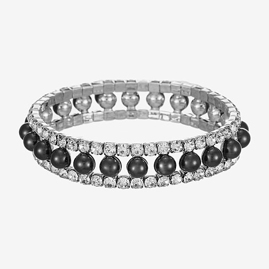 Monet Jewelry Womens Glass Simulated Pearl Round Stretch Bracelet