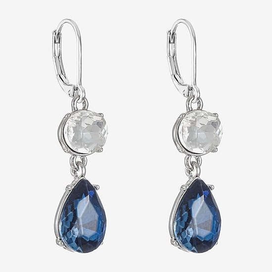 Monet Jewelry Womens Blue Glass Drop Earrings