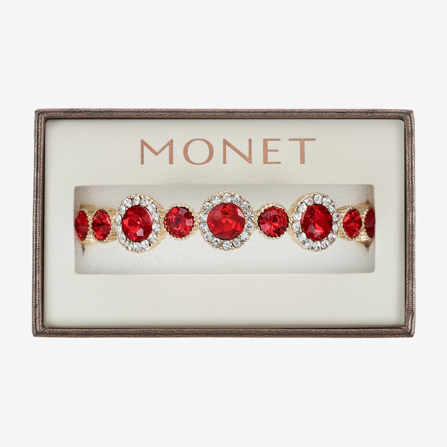 Monet Jewelry Womens Red Glass Round Bangle Bracelet