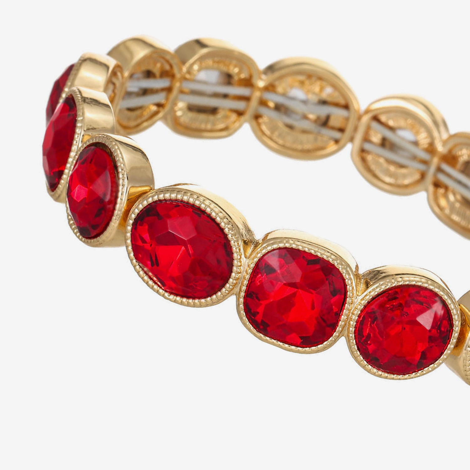 Monet Jewelry Womens Red Glass Oval Round Square Stretch Bracelet