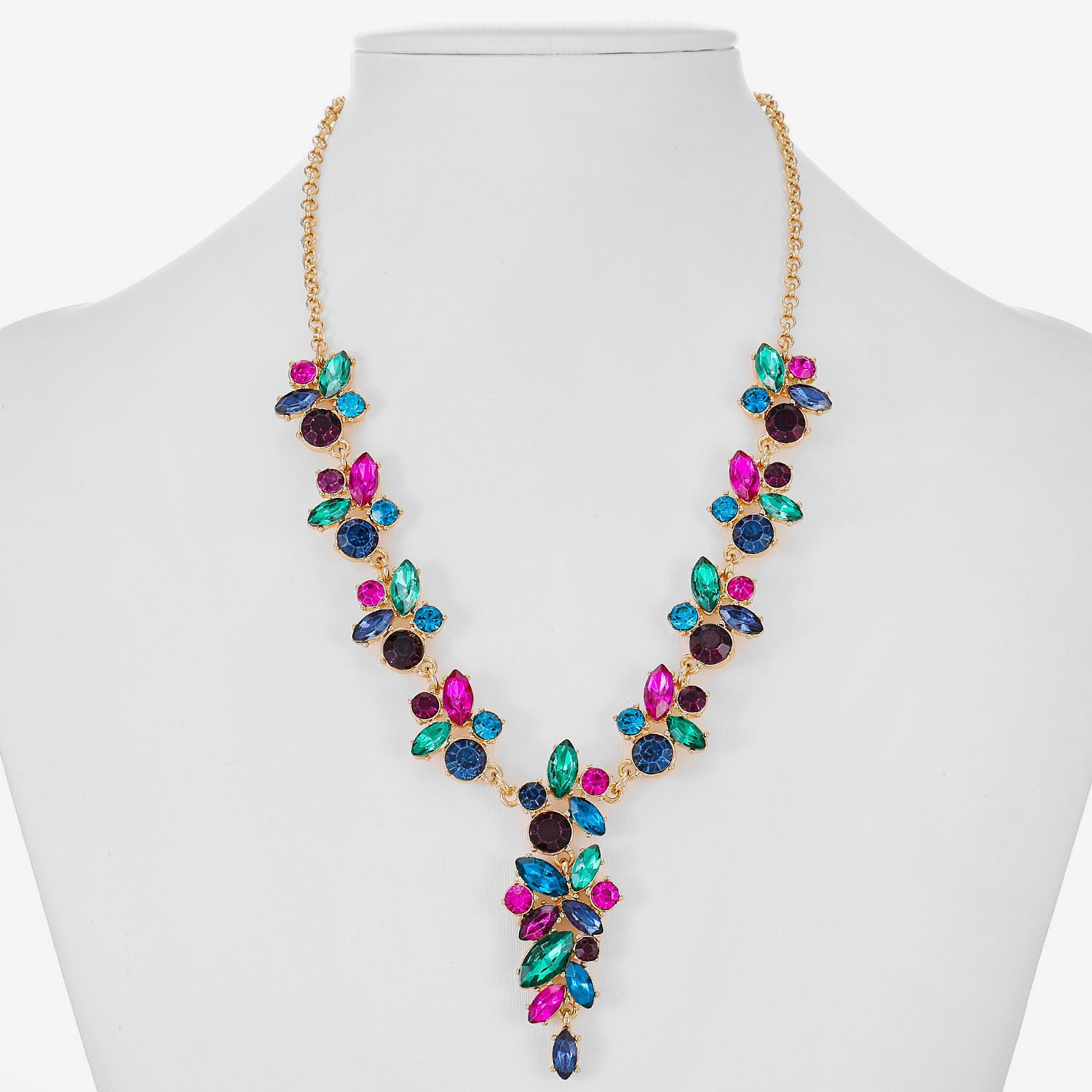 Monet Jewelry Womens Multi Color Glass 17 Inch Y Necklace