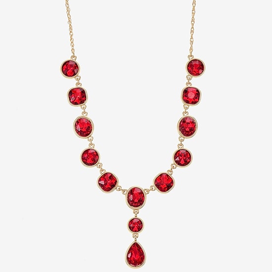 Monet Jewelry Womens Red Glass 17 Inch Y Necklace