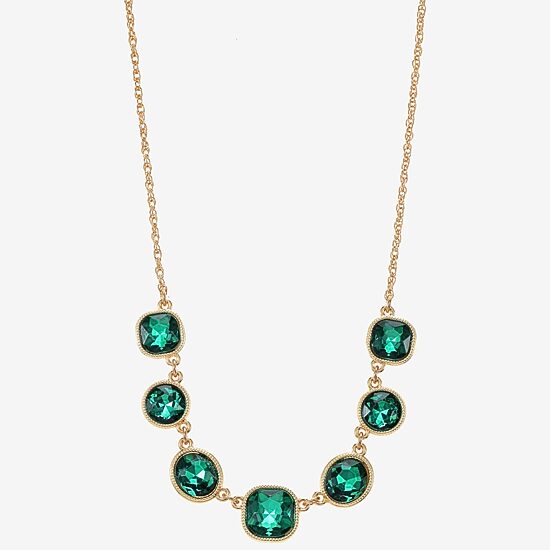 Monet Jewelry Womens Green 17 Inch Collar Necklace