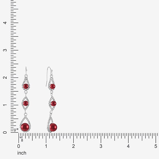 Monet Jewelry Womens Glass Simulated Pearl Round Drop Earrings