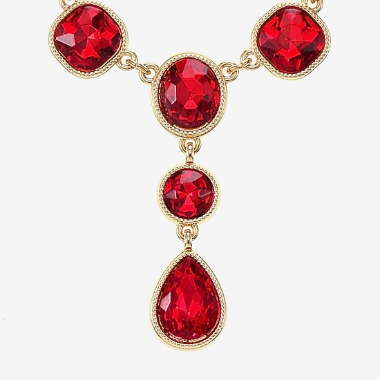 Monet Jewelry Womens Red Glass 17 Inch Y Necklace