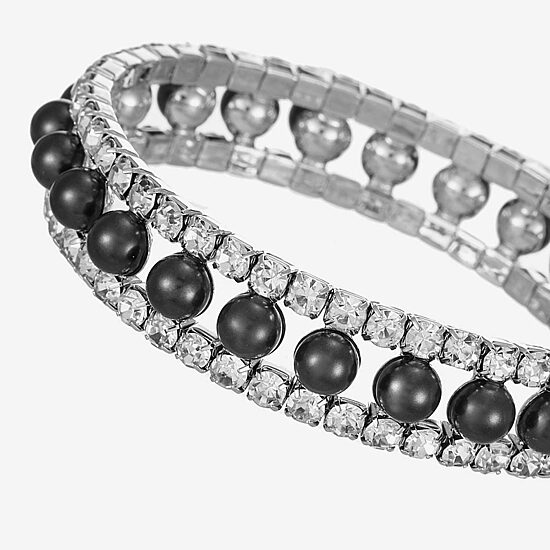 Monet Jewelry Womens Glass Simulated Pearl Round Stretch Bracelet