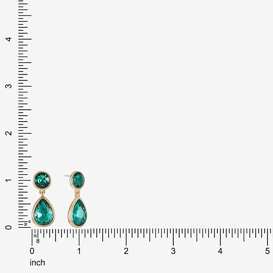 Monet Jewelry Womens Green Glass Round Hypoallergenic Drop Earrings
