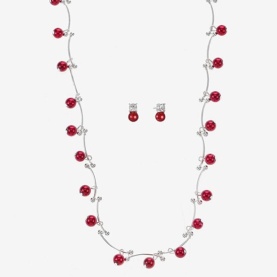 Monet Jewelry Womens Glass Simulated Pearl Round 2-pc. Jewelry Set