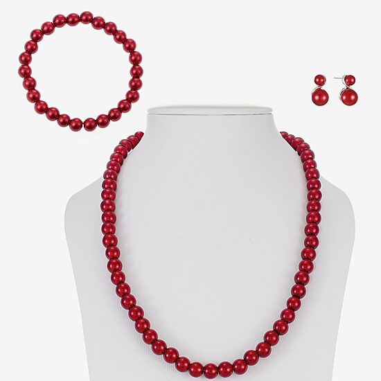Monet Jewelry Womens Simulated Pearl Round 3-pc. Jewelry Set