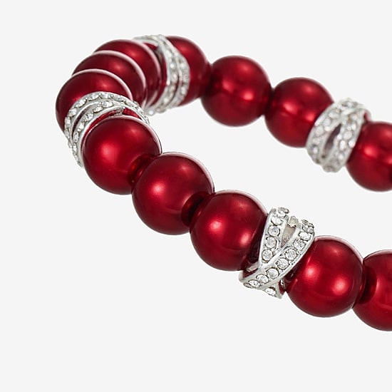 Monet Jewelry Womens Glass Simulated Pearl Round Stretch Bracelet