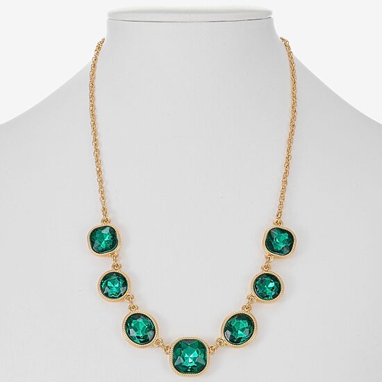 Monet Jewelry Womens Green 17 Inch Collar Necklace
