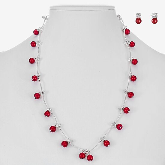 Monet Jewelry Womens Glass Simulated Pearl Round 2-pc. Jewelry Set