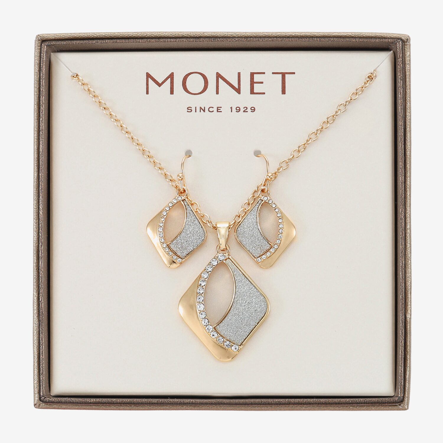 Monet Jewelry Womens Glass Diamond 2-pc. Jewelry Set
