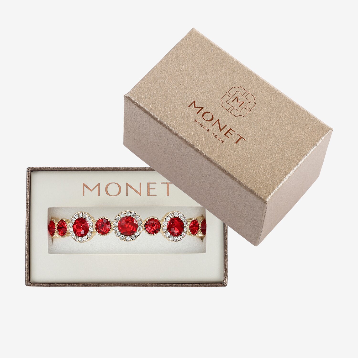 Monet Jewelry Womens Red Glass Round Bangle Bracelet