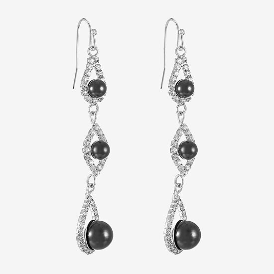 Monet Jewelry Womens Glass Simulated Pearl Round Drop Earrings
