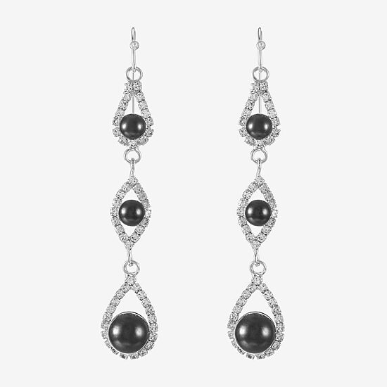 Monet Jewelry Womens Glass Simulated Pearl Round Drop Earrings