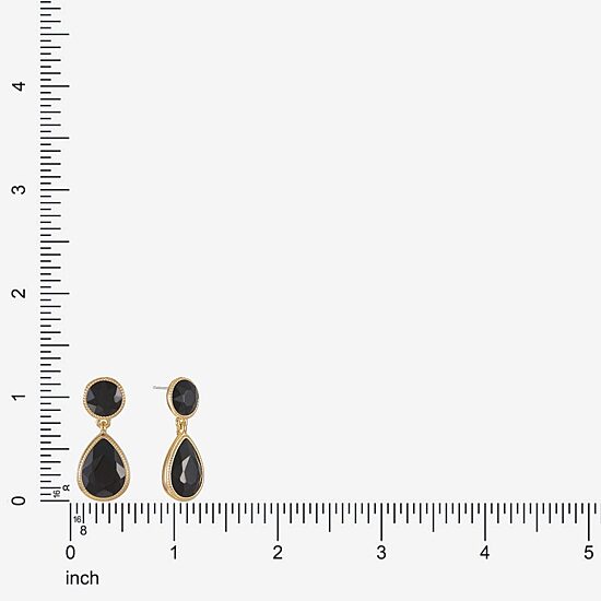 Monet Jewelry Womens Black Glass Round Hypoallergenic Drop Earrings