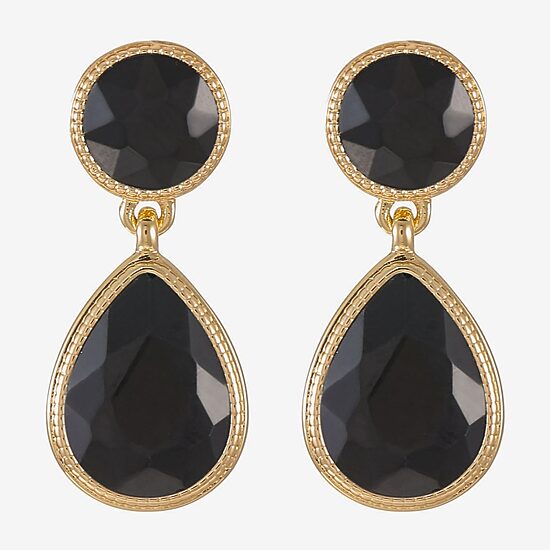 Monet Jewelry Womens Black Glass Round Hypoallergenic Drop Earrings