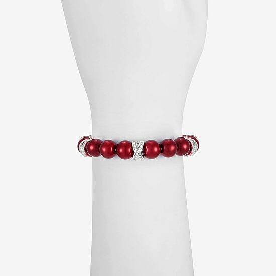 Monet Jewelry Womens Glass Simulated Pearl Round Stretch Bracelet