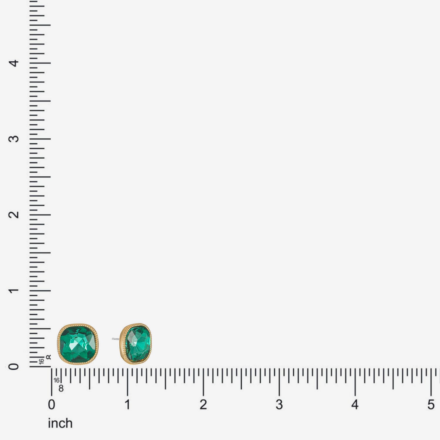 Monet Jewelry Green Glass 15mm Square Stud Earrings