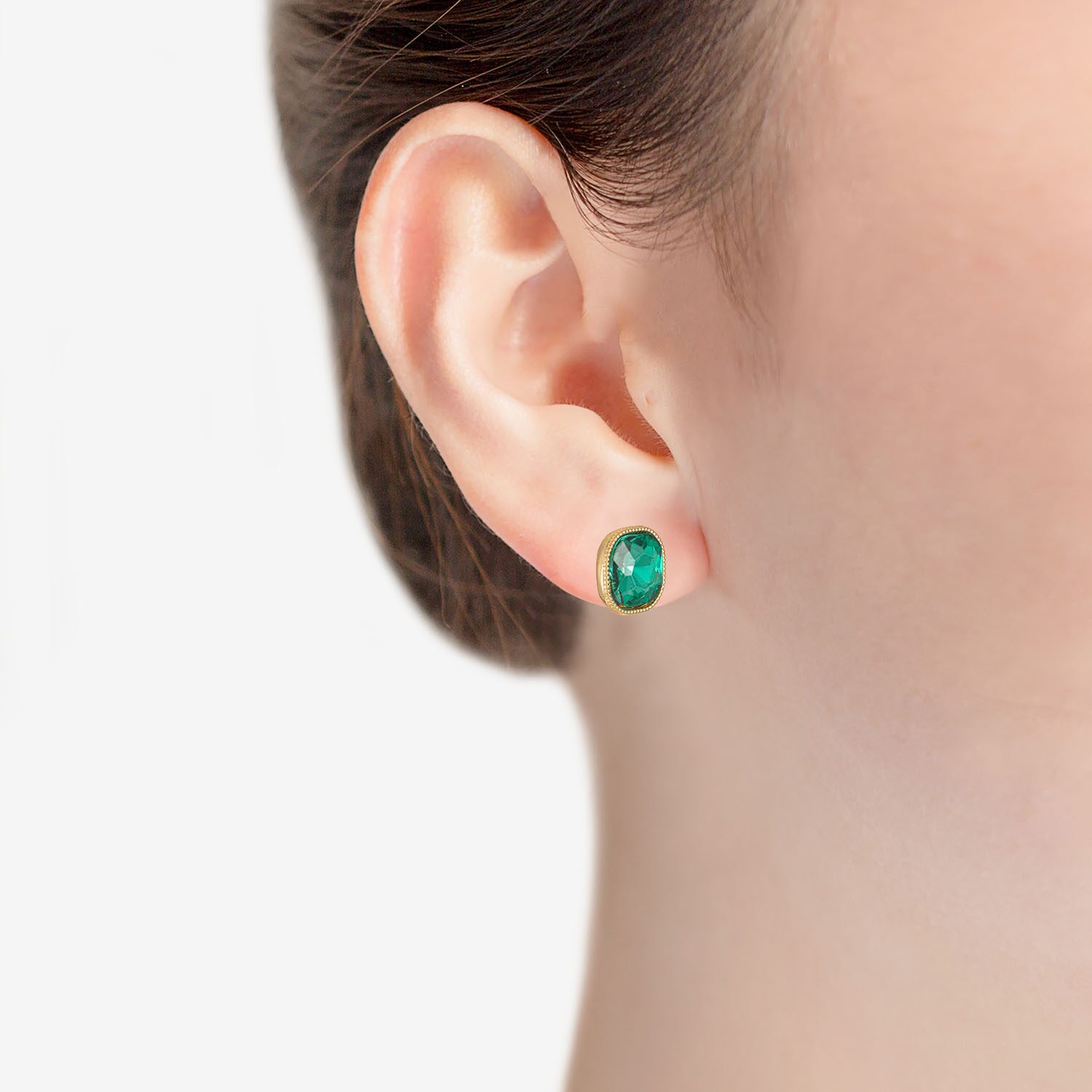 Monet Jewelry Green Glass 15mm Square Stud Earrings