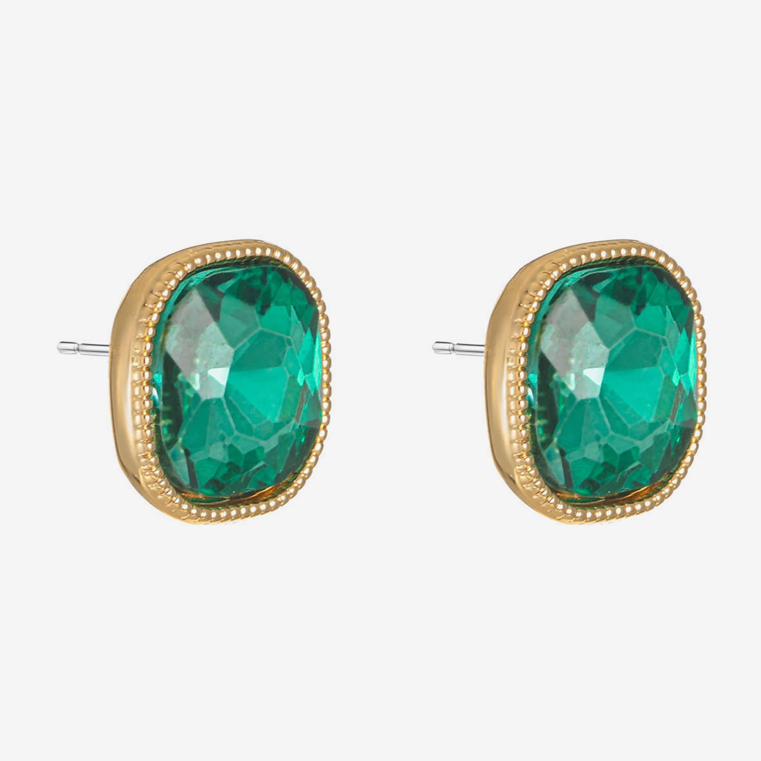 Monet Jewelry Green Glass 15mm Square Stud Earrings