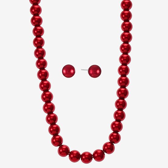Monet Jewelry Womens Simulated Pearl Round 2-pc. Jewelry Set