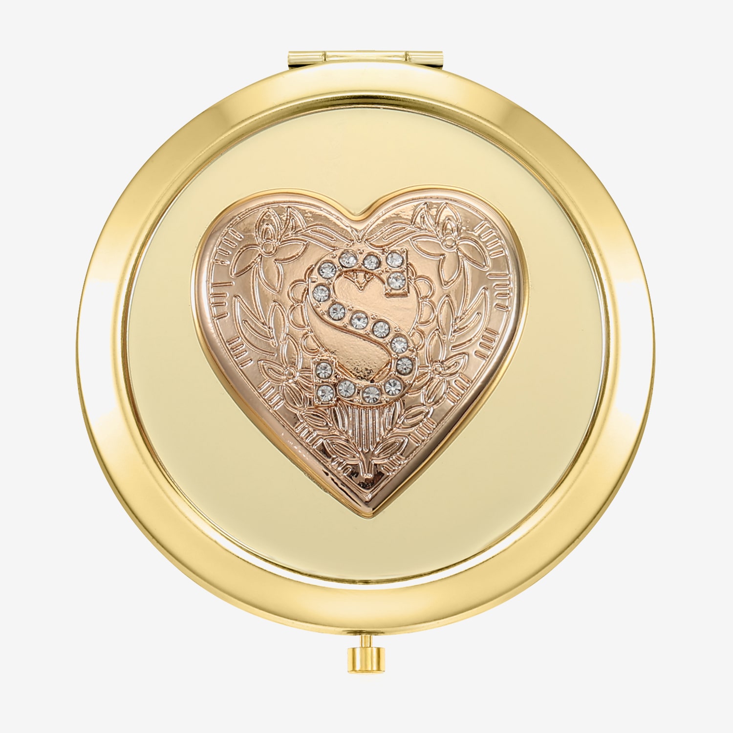Monet Jewelry Gold Tone Heart Compact Mirror